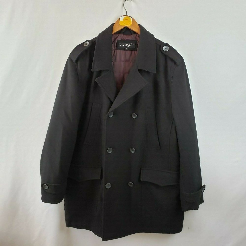 Black Rivet Mens Double Breasted Coat Size XL Wool